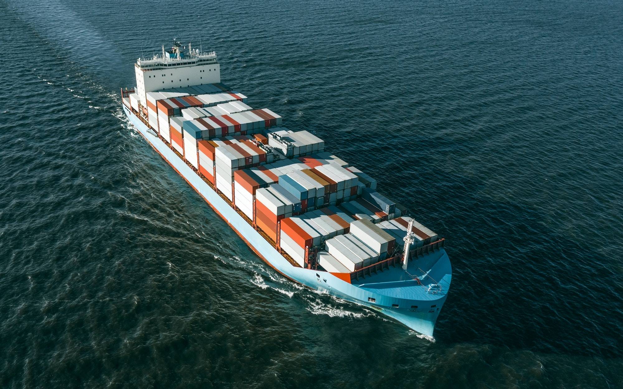 Cargo vessel in the sea