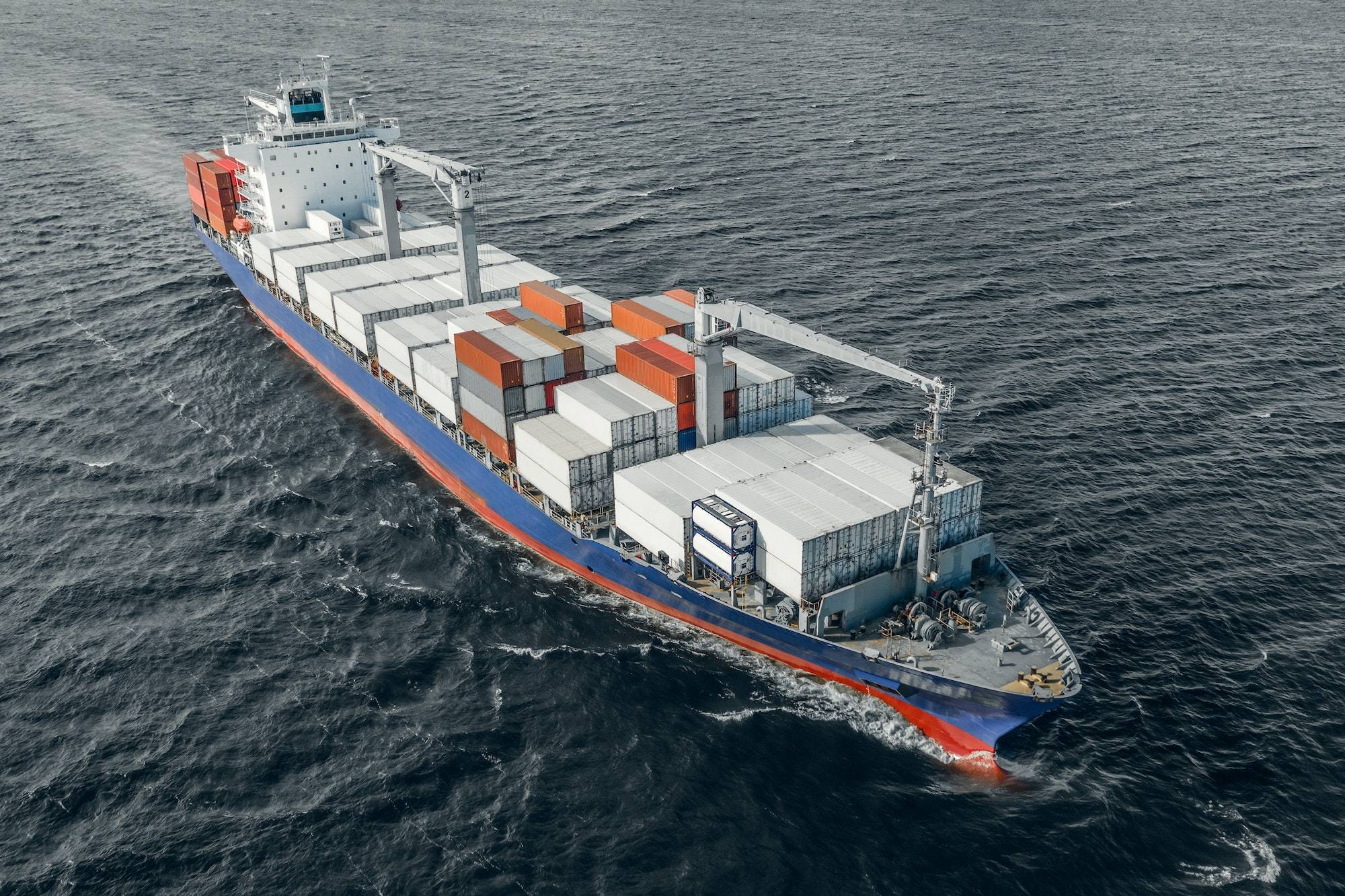 Container vessel in the sea